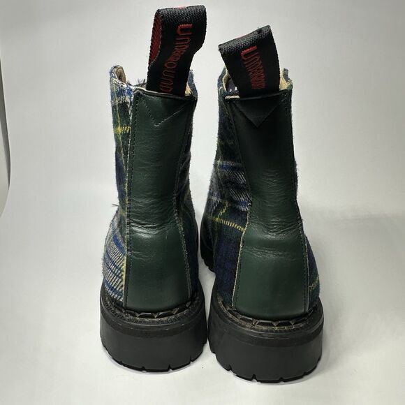 Vintage London Underground Combat Boots Chunky Tartar Leather Green Size UK 5 - Picture 3 of 16